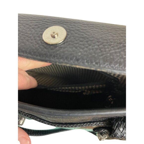 Brighton Black Leather Crocodile Print Embossed Satchel Bag - Picture 14 of 15